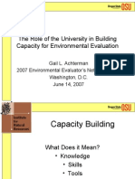 The Role of The University in Building Capacity For Environmental Evaluation