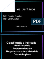 Classificação e Indicação Dos Materiais Restauradores