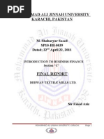 Deewan Textile Mill Ltd. Intro to Business Finance (Financial Report 2010)