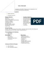 Unit - IV Key Words Material Management