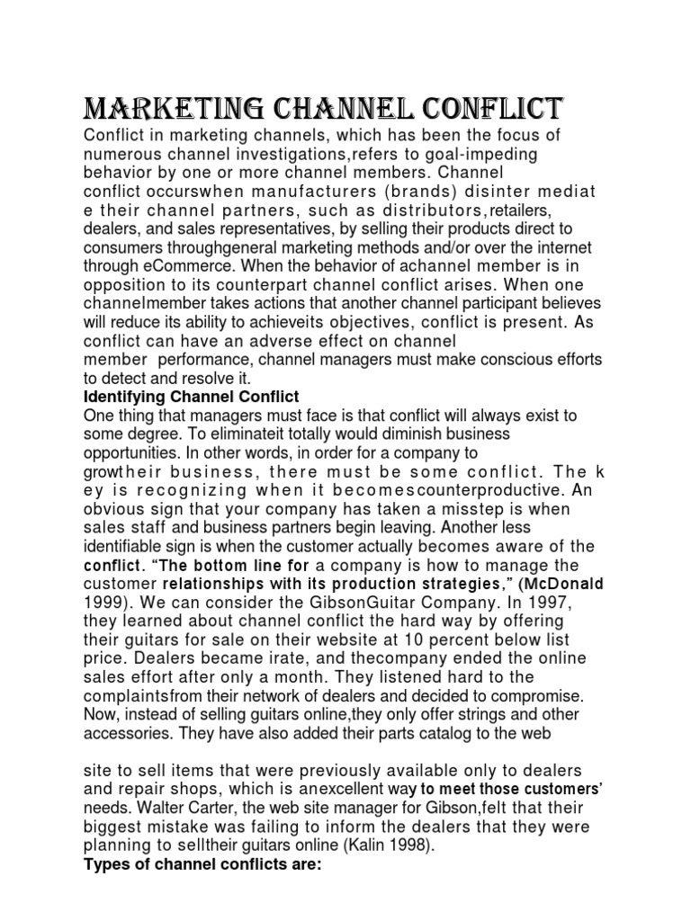 Marketing Channel Conflict PDF Sales Behavior