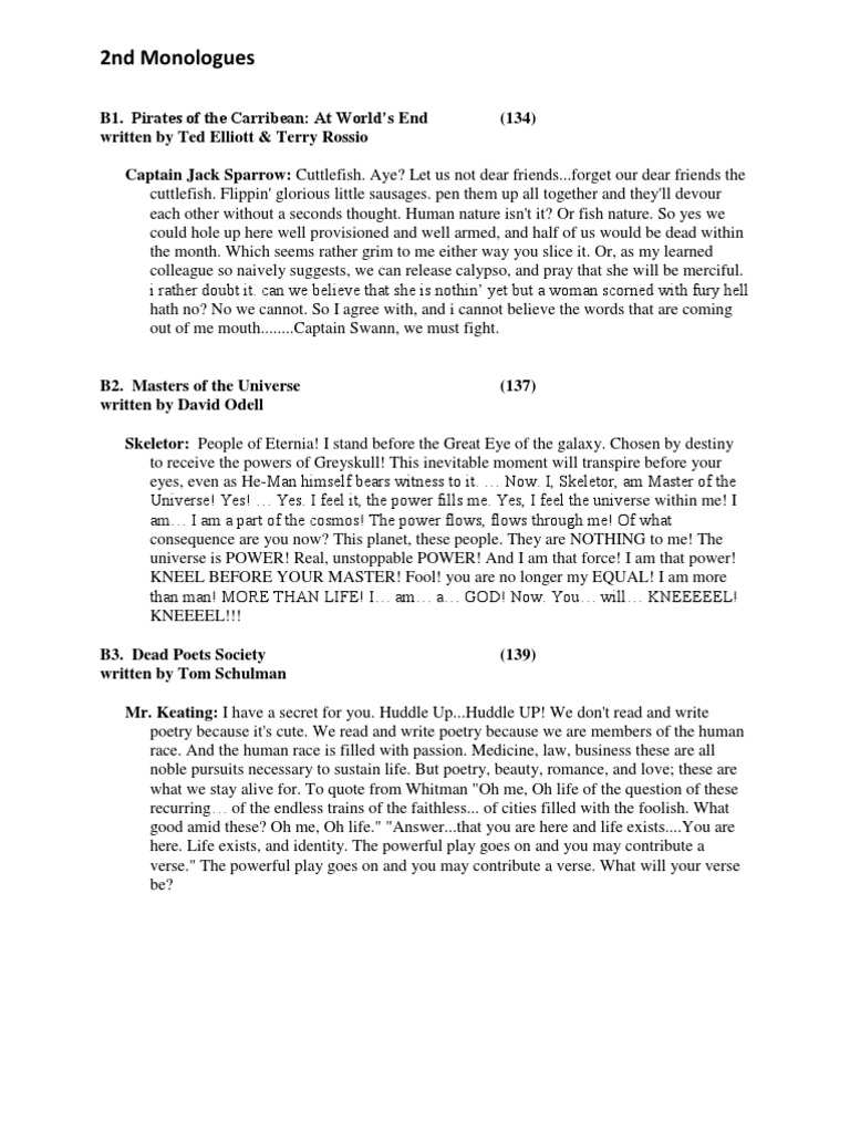 Iconic Movie Monologues Collection | PDF | Leisure