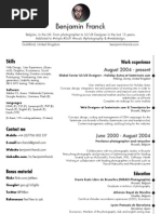 Benjamin Franck's Curriculum Vitae (CV)