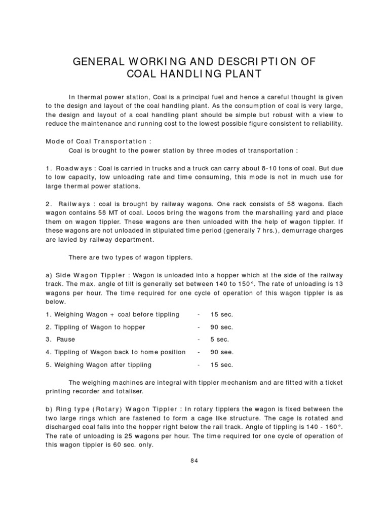 Coal Handling System in Thermal Power Plants | PDF | Combustion | Boiler