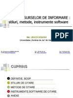 Citarea Surselor de Informare - Stiluri, Metode, Instrumente Software (Lenuta Ursachi, Biblioteca Universitatii Dunarea de Jos, Galati)