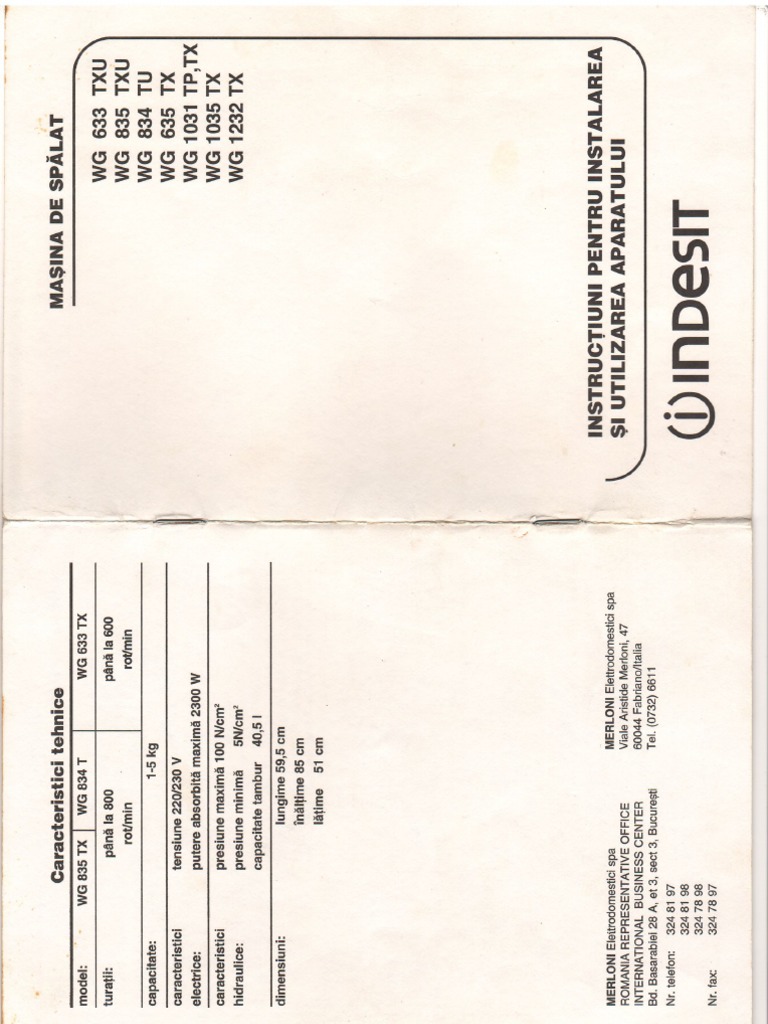 Инструкция indesit wg421tp