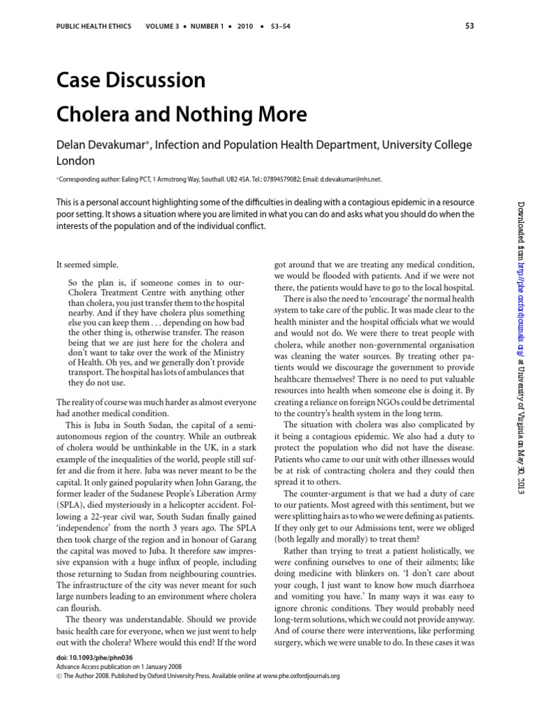 Management of cholera outbreak picture
