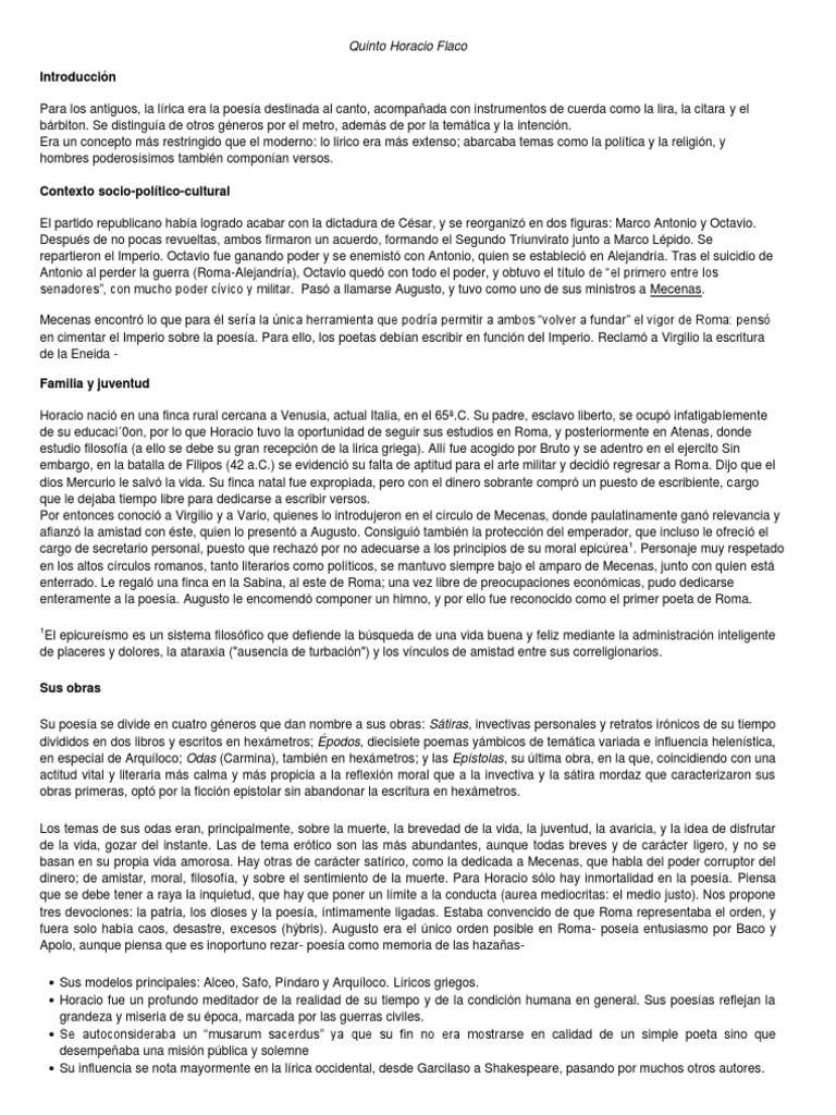Quinto Horacio Flaco PDF Horacio Augusto