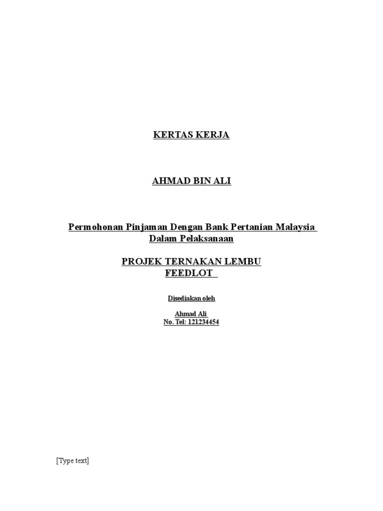 Kertas Kerja Penternakan
