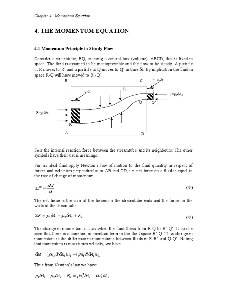 Momentum Equation in Fluid Mechanics | PDF | Momentum | Fluid Dynamics