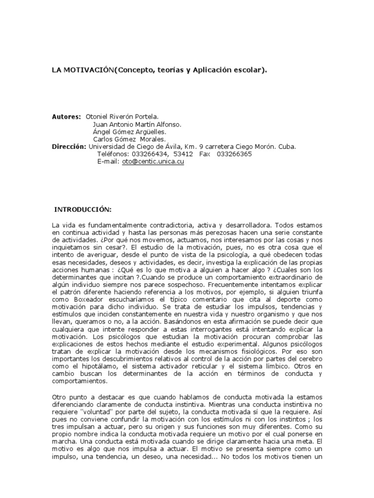Teorías de la Motivación Humana | PDF | Crecimiento personal y profesional