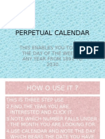 Perpetual Calendar: This Enables You To Find The Day of The Week in Any Year From 1891 To 2030