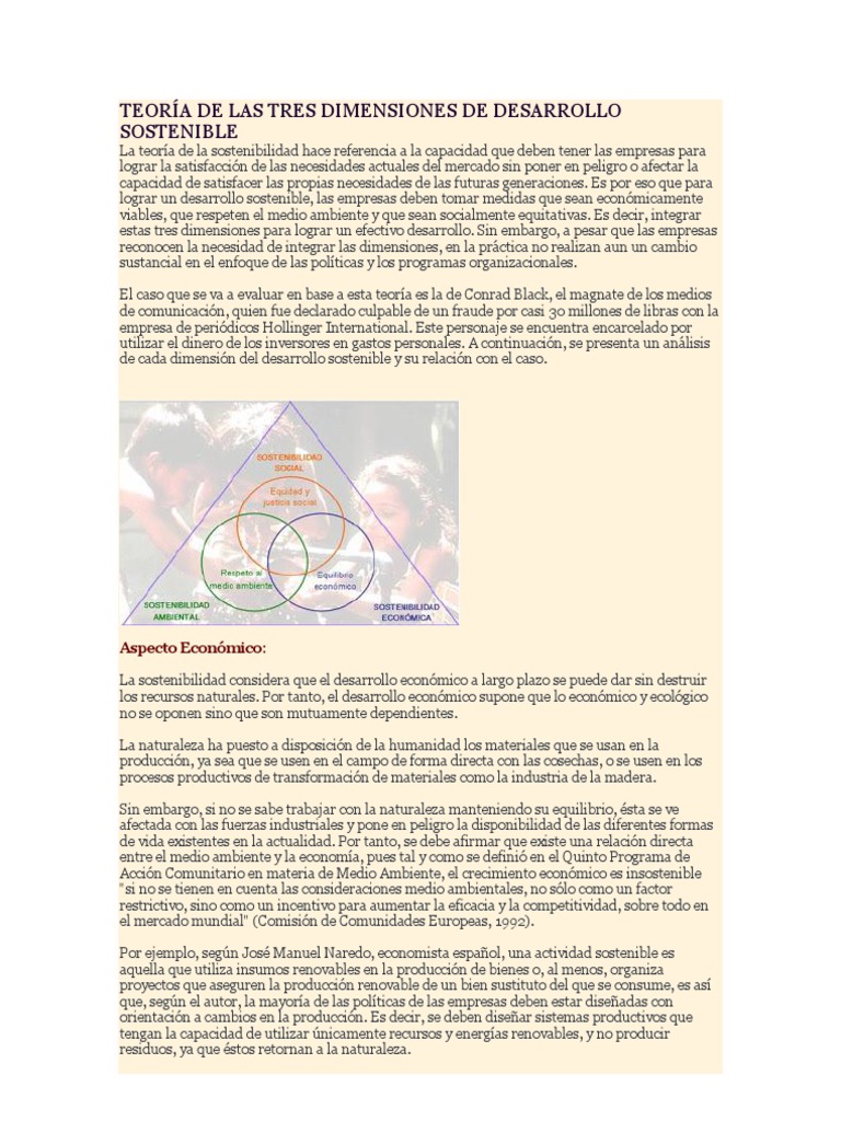 TEORÍA DE LAS TRES DIMENSIONES DE DESARROLLO SOSTENIBLE