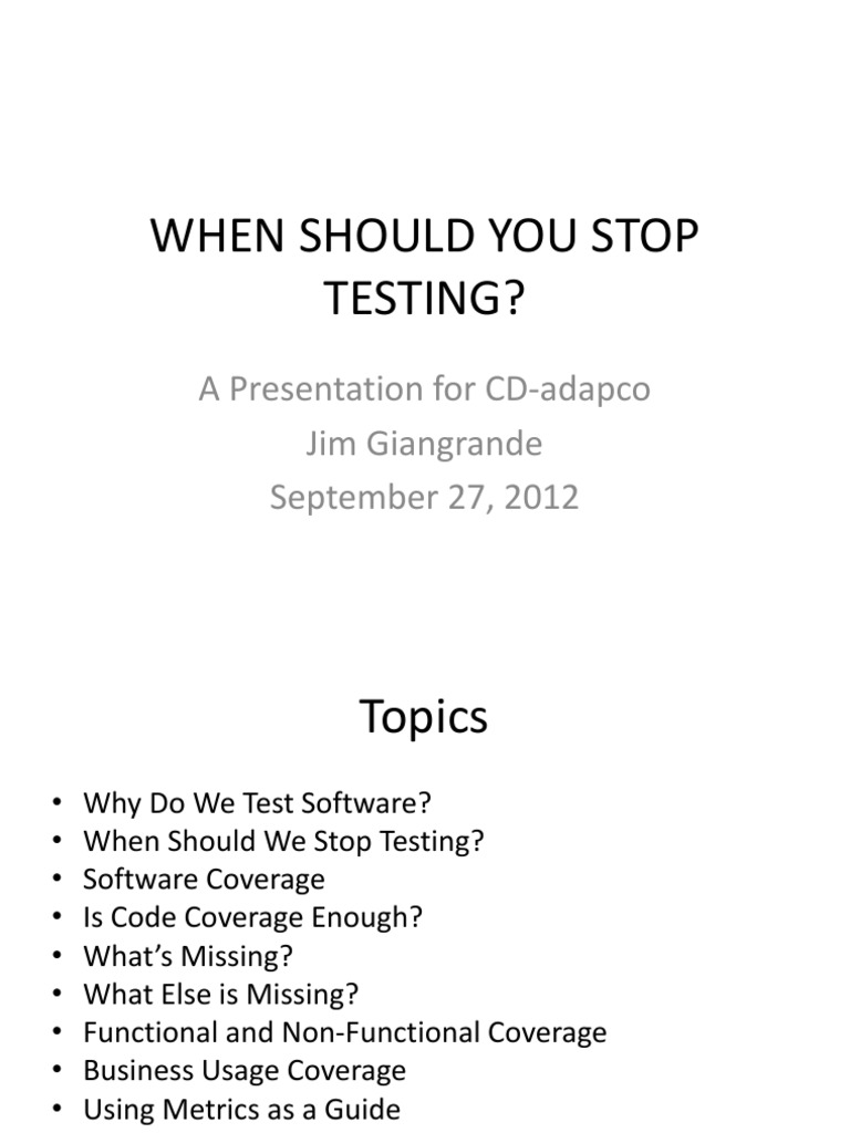When Should You Stop Testing PDF Control Flow Computer Science