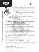 Banco de Preguntas Sobre Homero, Sus Producciones y Literatura Oriental