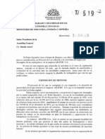 Proyecto de "Ley" Referente A La Extension Del Seguro Por Desempleo de La Empresa Aratiri S.A 21/06/2013
