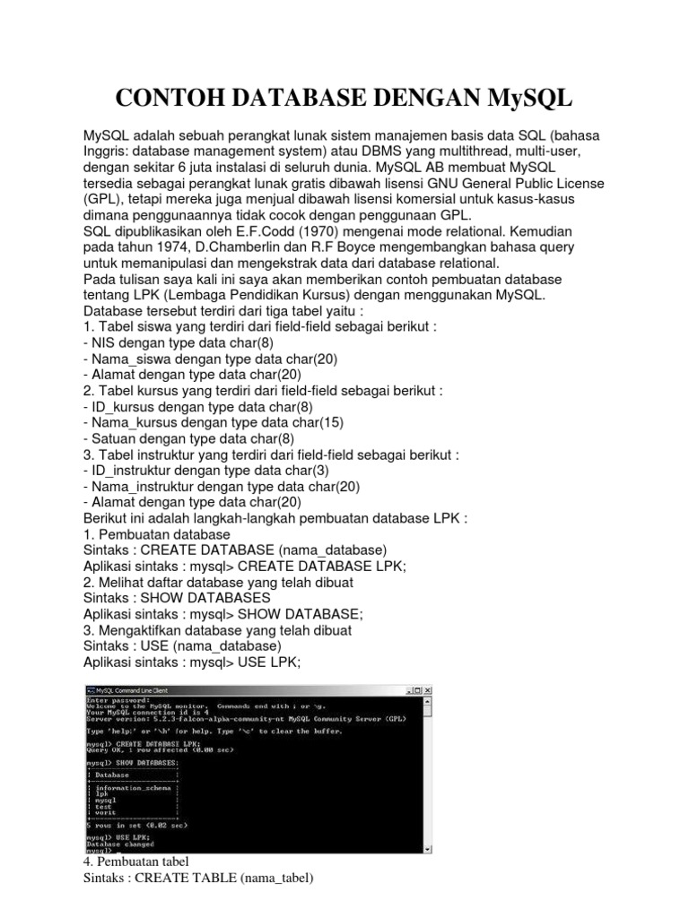 Contoh Database Dengan Mysql | PDF
