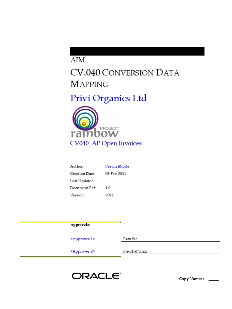 Conversion Data Mapping for AP Invoices | PDF | Data Type | Comma ...