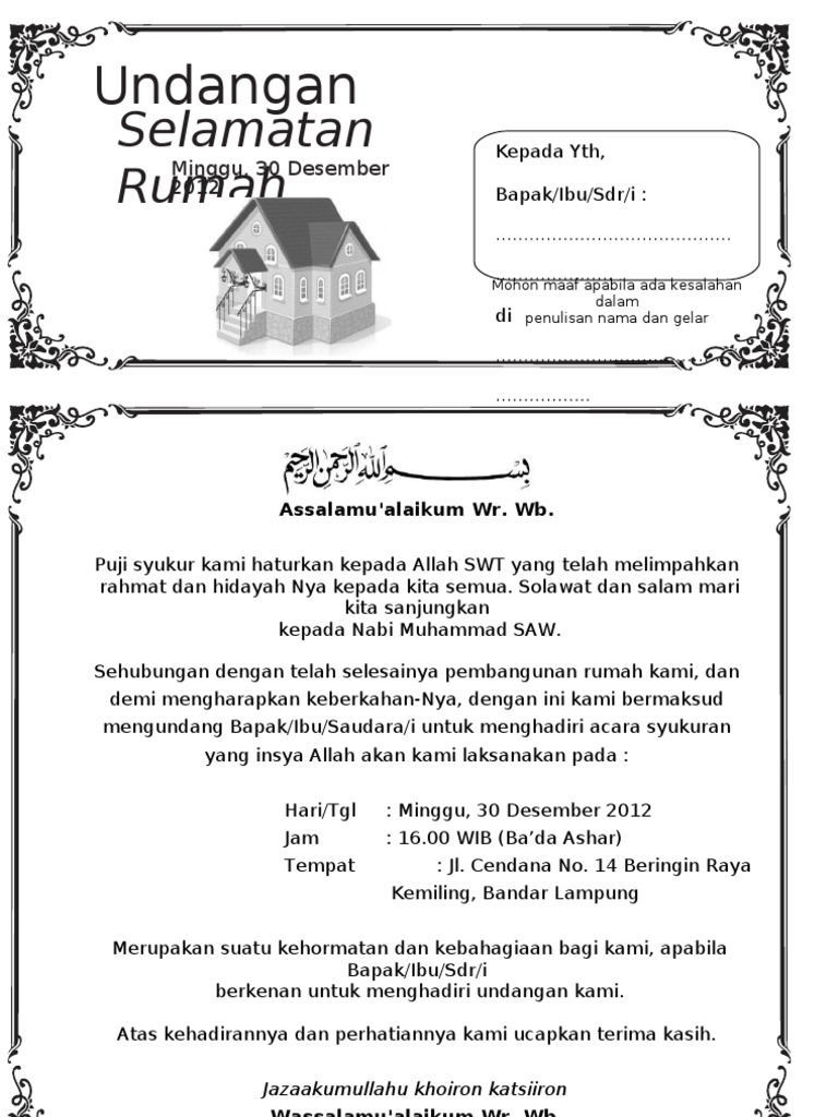 Dota 2 List Undangan Tasyakuran Rumah Baru