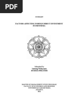 Download FACTORS AFFECTING FOREIGN DIRECT INVESTMENT IN INDONESIA  by Llintang Widayanto SN150077077 doc pdf