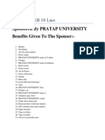 INR 10 Lacs: Sponsored by Pratap University Benefits Given To The Sponser