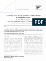 A Knowledge Based Advisory System For Acid/base Titrations in Non-Aqueous Solvents