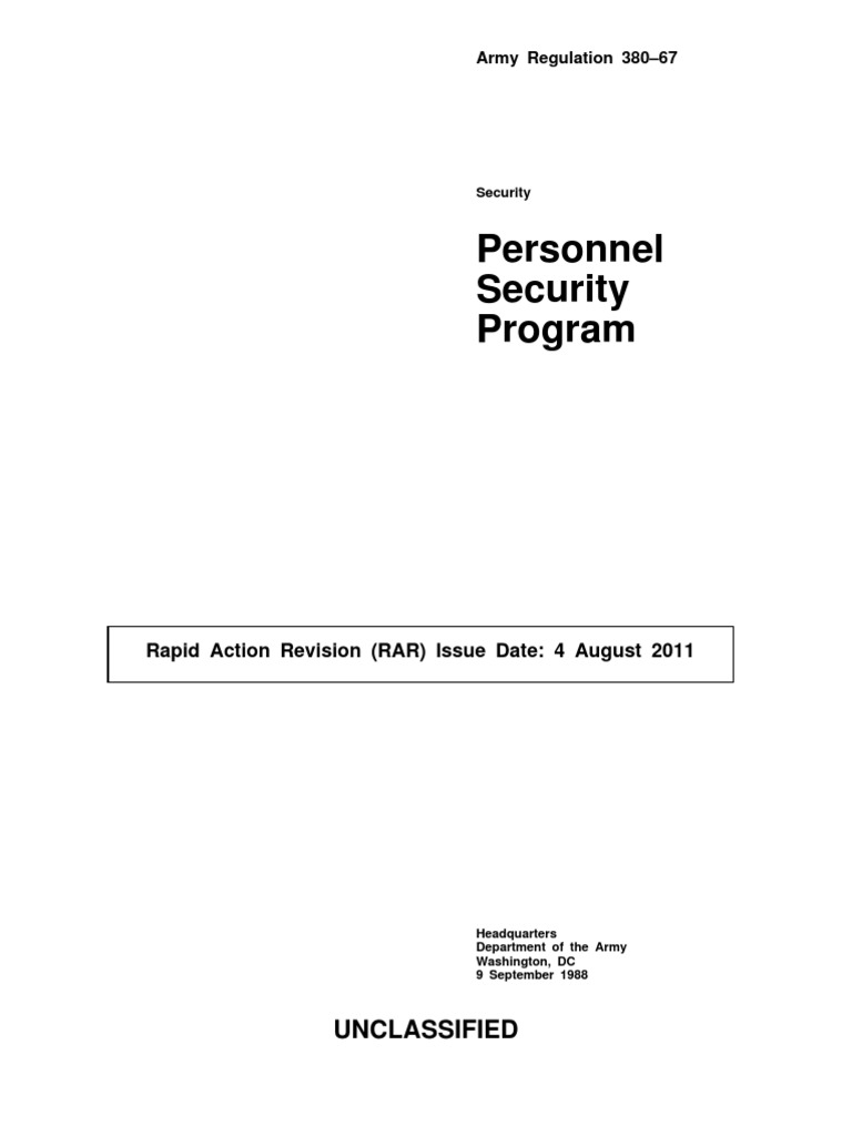 Personnel Security Program PDF Security Clearance Classified