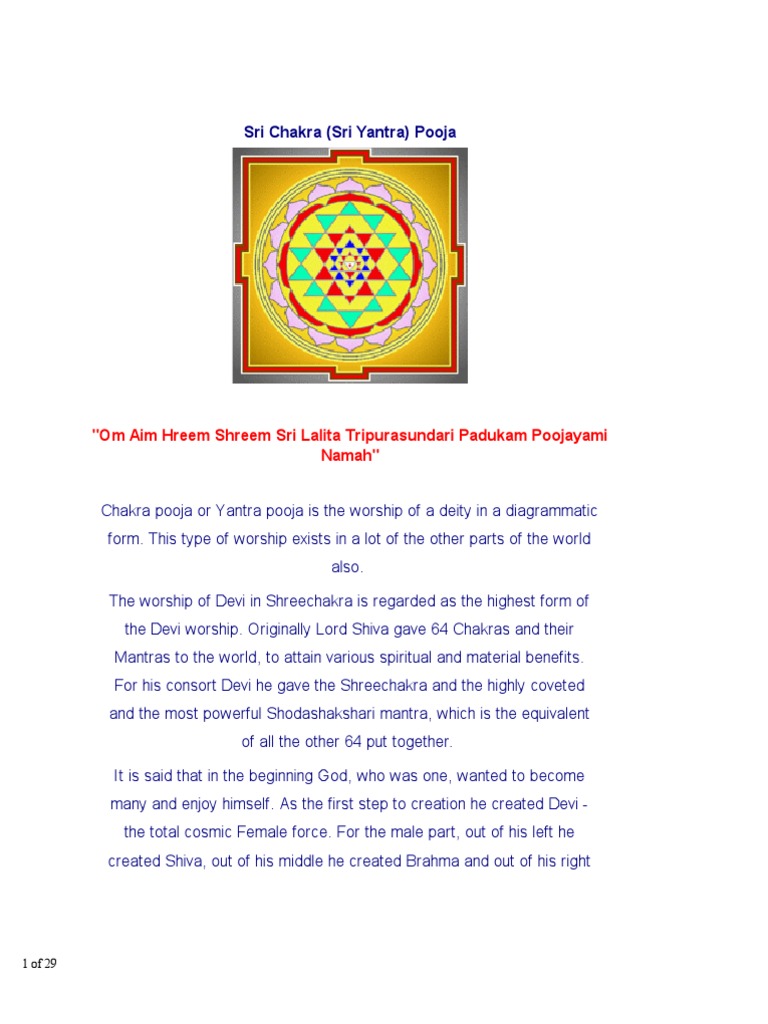 Sri Yantra Pooja Guide | PDF | Devi | Buddhism And Sexuality