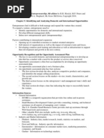 Entrepreneurship Chapter 5 - Identifying and Analyzing Domestic and International Opportunities