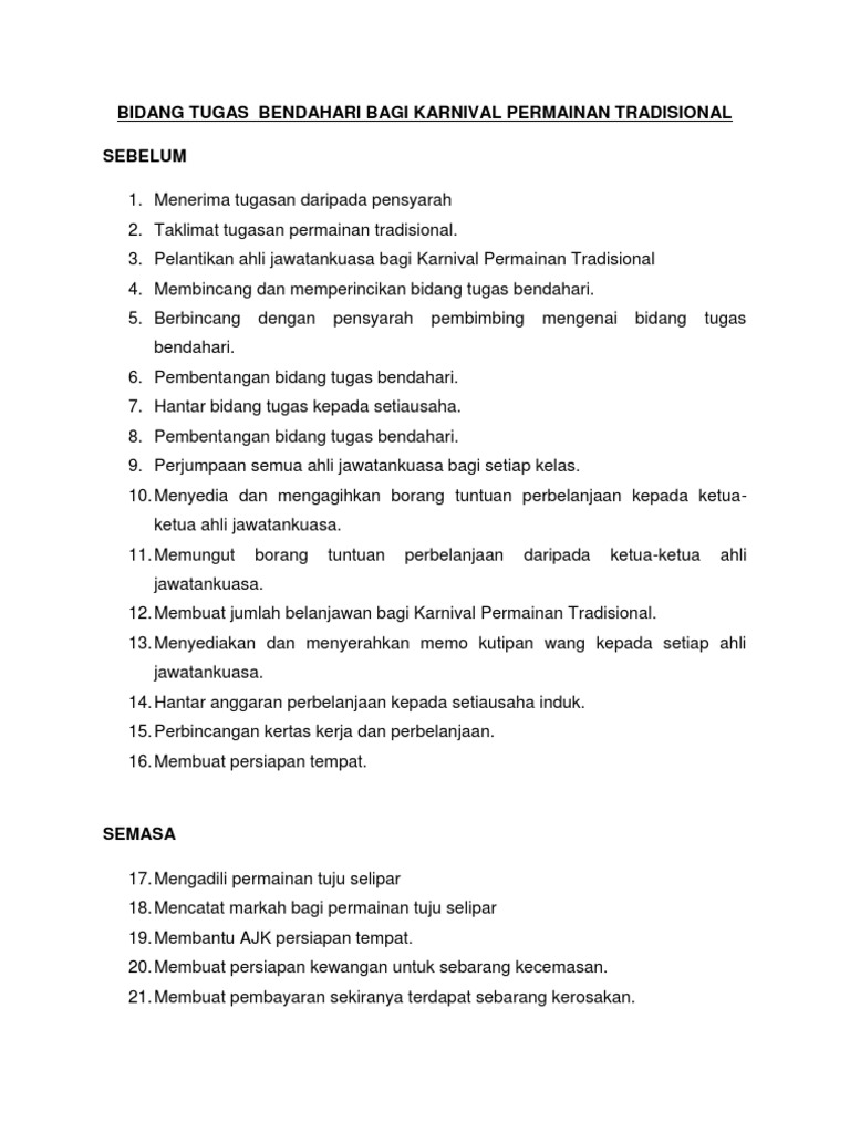 Bidang Tugas Bendahari PDF
