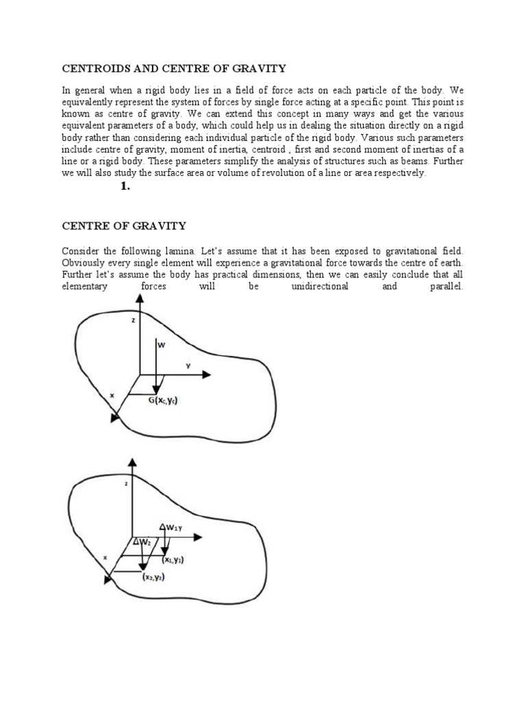 Centroids and Centre of Gravity Explained | PDF | Center Of Mass | Area