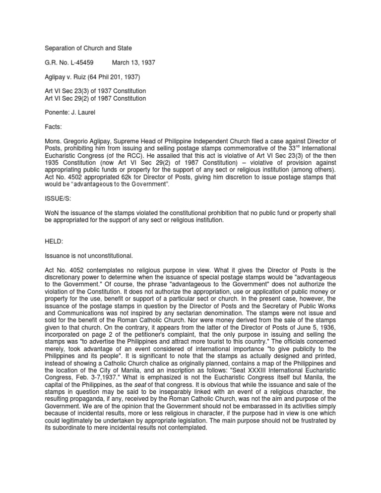 Aglipay vs ruiz essay 08 picture