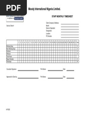 Monthly Timesheet Format