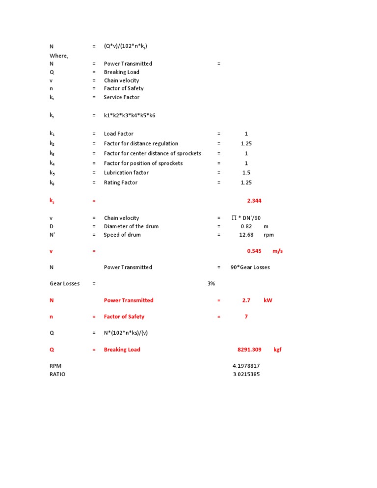 Chain Breaking Load Calculation PDF
