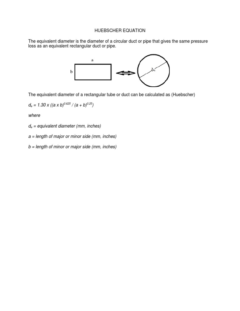 Huebscher Equivalent Diameter Formula | PDF | Mechanical Engineering ...