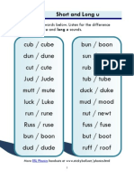 English Phonics Lesson: Short and Long 'U' - Word List and Sentences