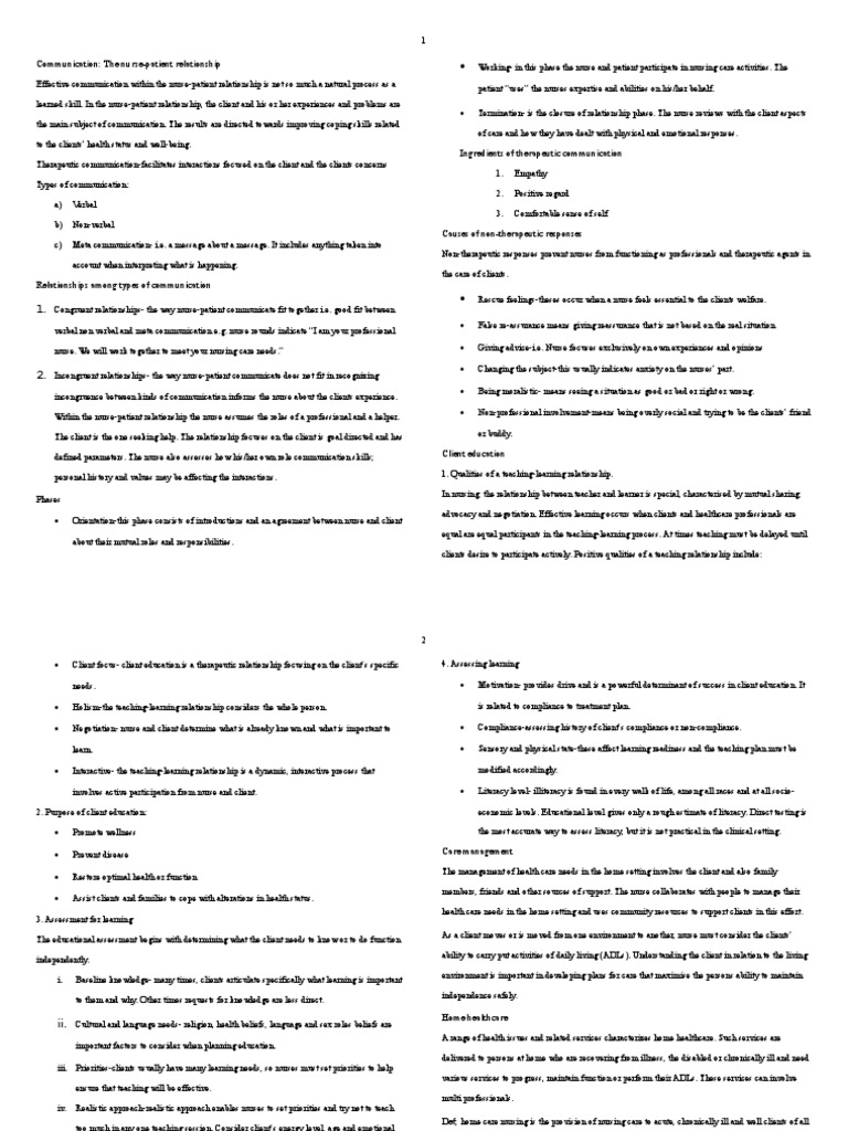 Communication: The Nurse-Patient Relationship | PDF | Wound Healing ...