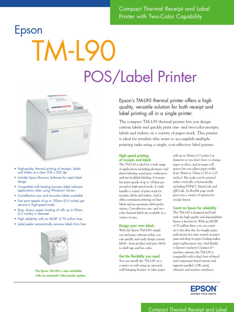 Epson TML90 POS Label Printer Brochure Printer Point