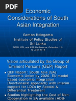 Download Economic Considerations of South Asian Integration - Dr Saman Kelegama IPS Sri Lanka by IPS Sri Lanka SN150126628 doc pdf