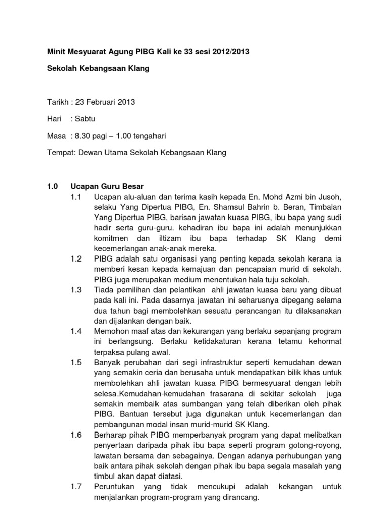 Minit Mesyuarat Pibg Ke 34