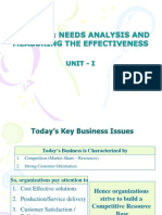 Training: Needs Analysis and Measuring The Effectiveness: Unit - I