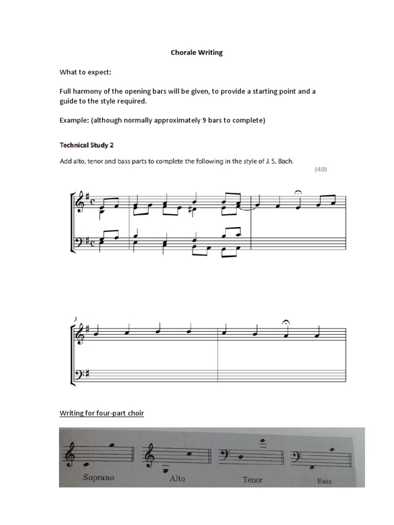 Chorale Writing 1 Chord (Music) Harmony