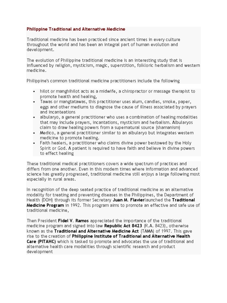 Philippine Traditional and Alternative Medicine Herbalism