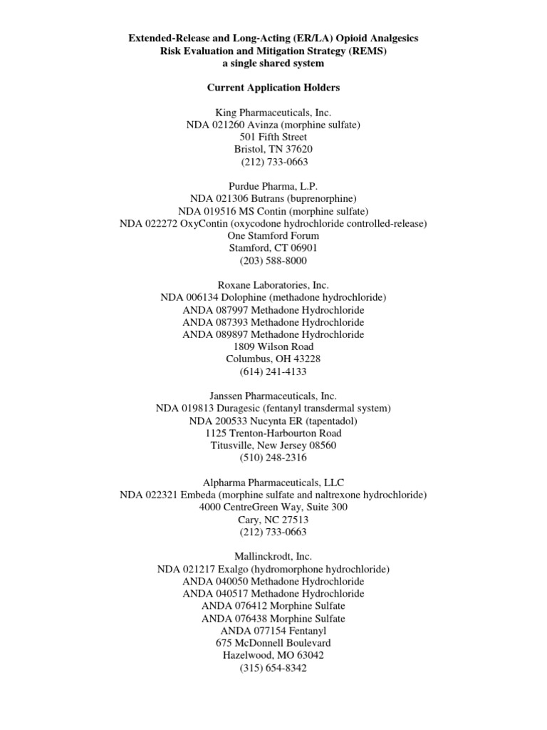 ER/LA Opioid Analgesics REMS Overview | PDF | Self-Improvement ...