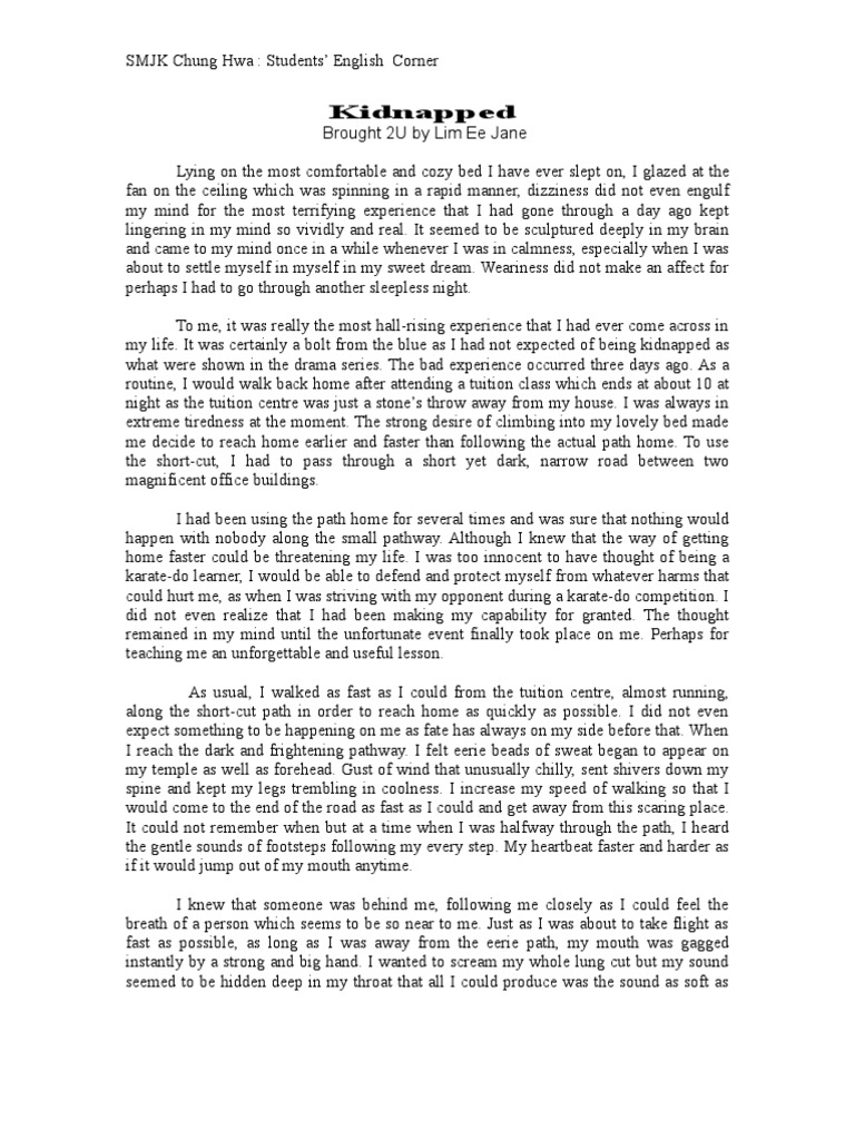kidnapped story essay