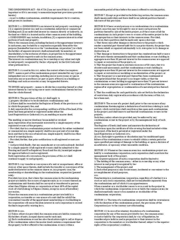 Prop Condominium Act Condominium Corporations