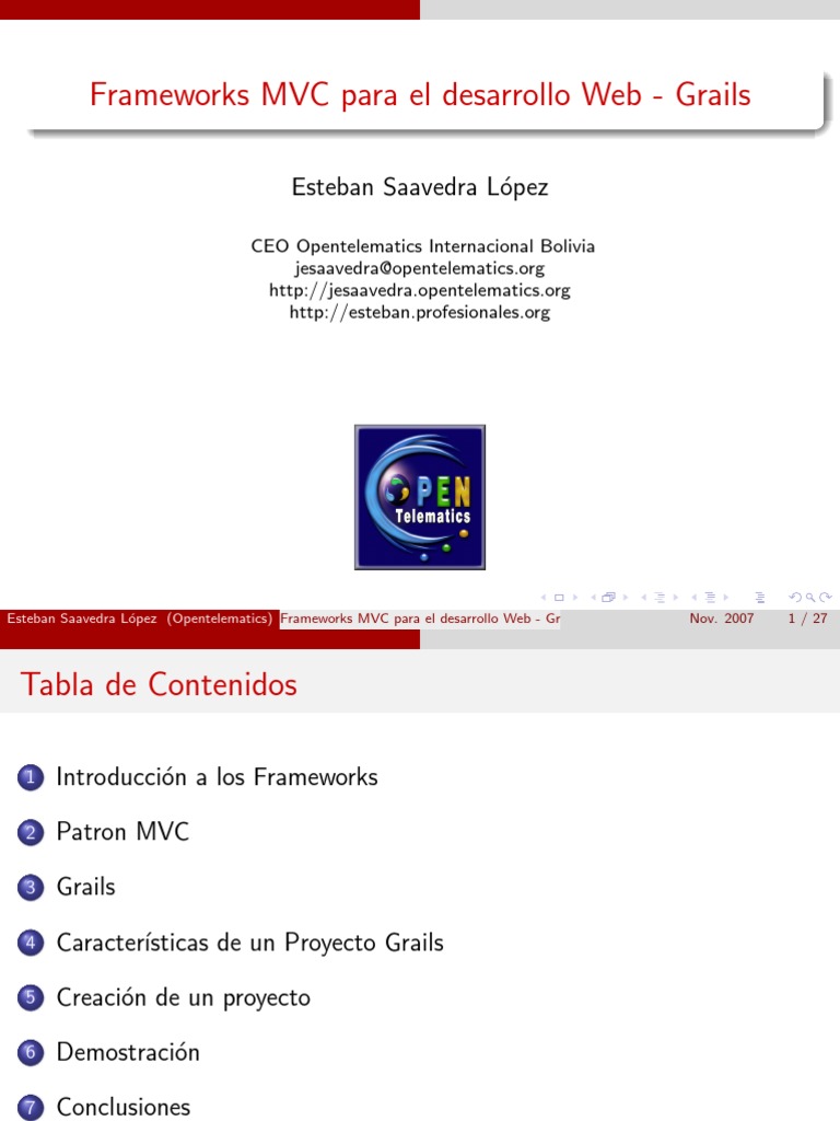 Introducción a Grails Framework MVC | PDF | Marco de software | Modelo ...