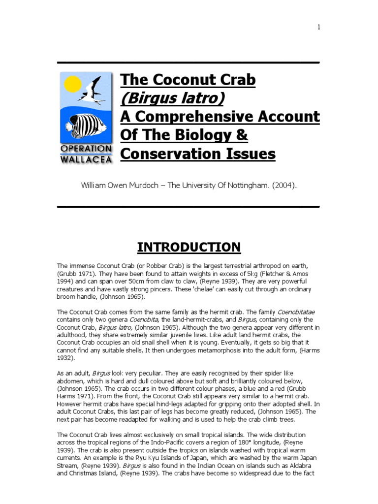 The Coconut Crab PDF Gill Respiratory System