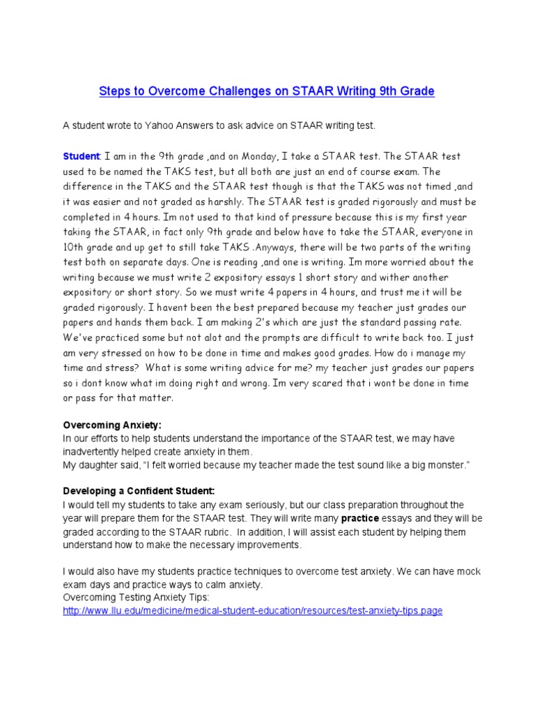 Staar writing prompts 9th grade image