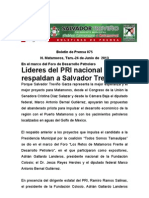 Líderes del PRI nacionalrespaldan a Salvador Treviño
